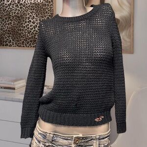 Hollister Vintage Y2K Navy Sheer Knit Sweater